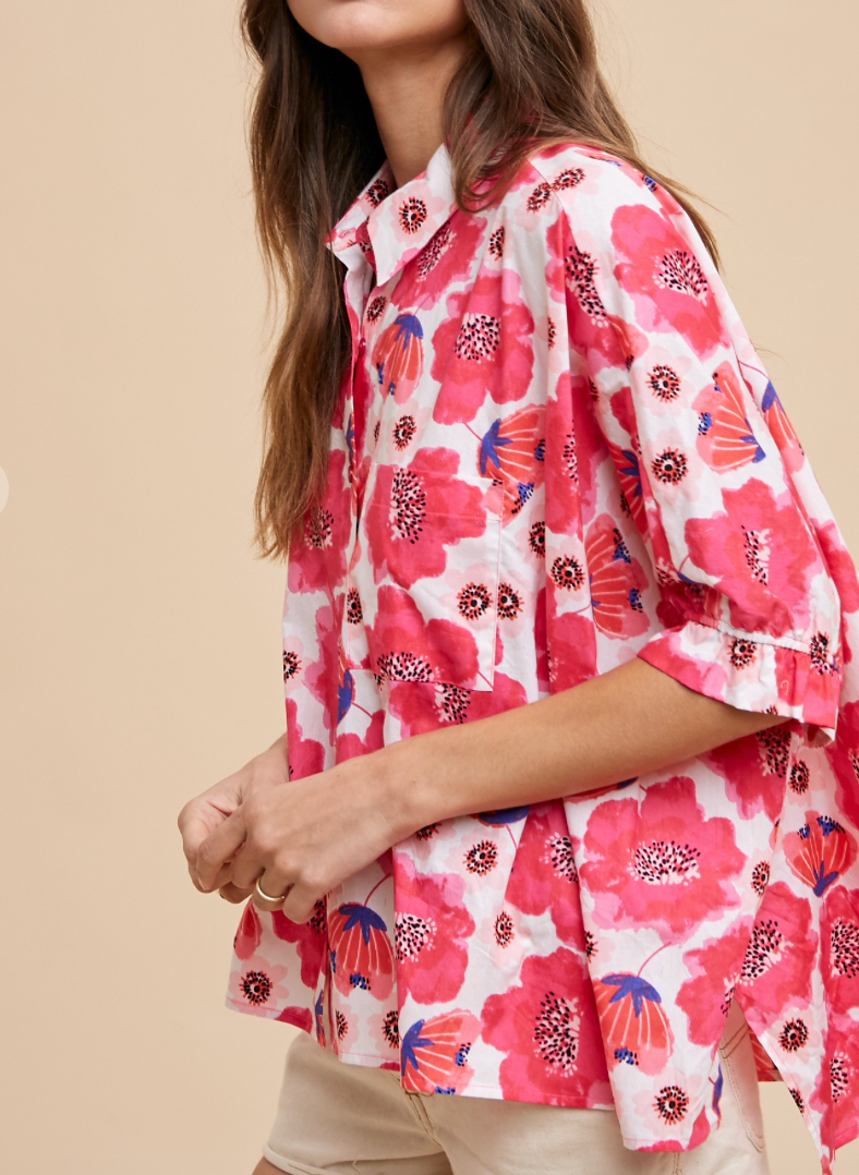 Camellia Floral Button Down Shirt