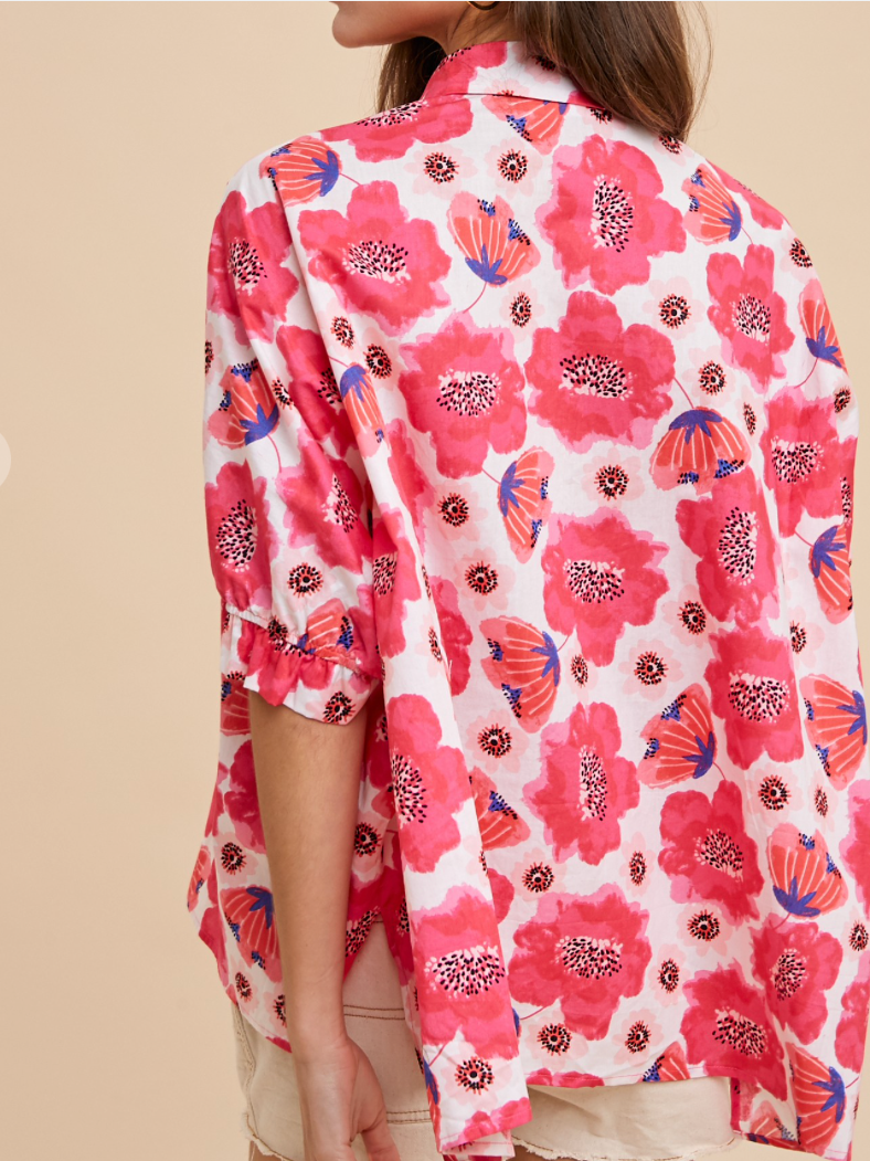 Camellia Floral Button Down Shirt