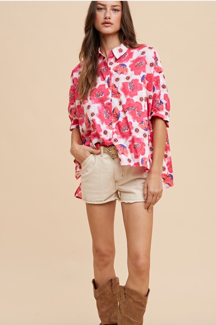 Camellia Floral Button Down Shirt