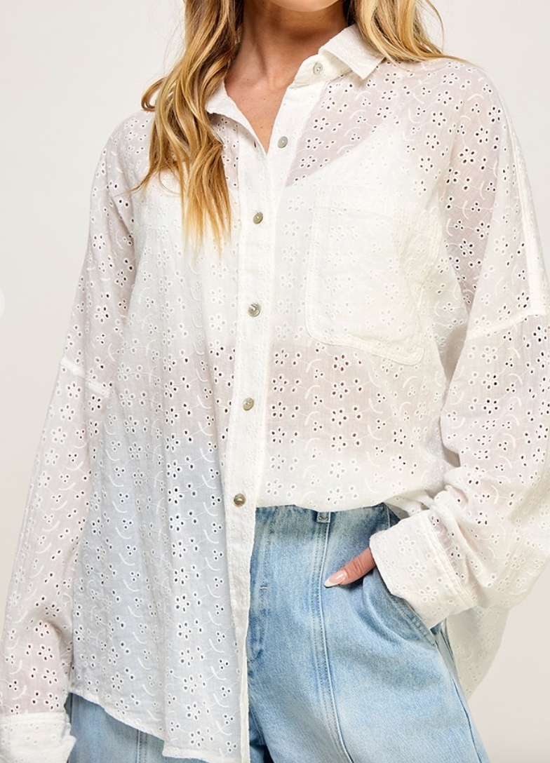 Moonstruck Oversized Eyelet Shirt