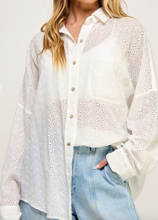 Moonstruck Oversized Eyelet Shirt