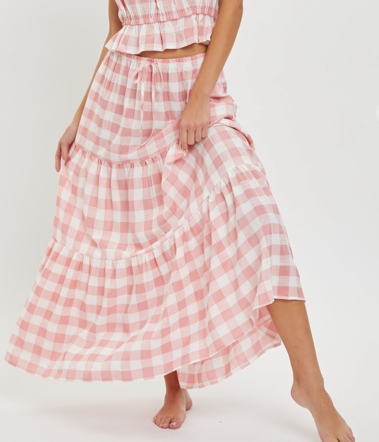 Carlsbad Gingham Tiered Skirt