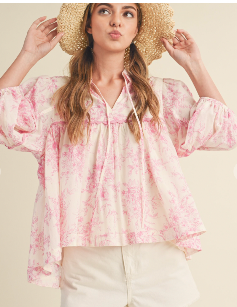 Pink Petals Babydoll Shirt