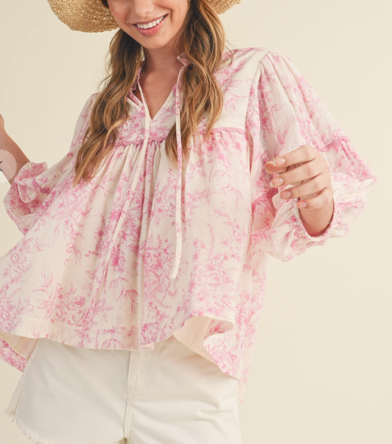 Pink Petals Babydoll Shirt