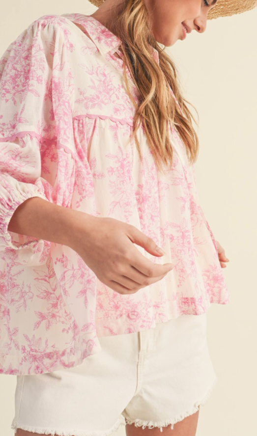 Pink Petals Babydoll Shirt