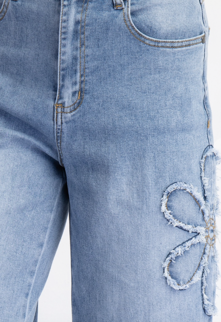 Flower Power Washed Denim Pants