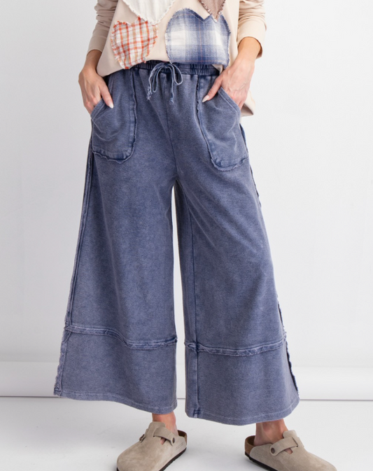 Beachcomber Terry Knit Palazzo Pants - Midnight Blue