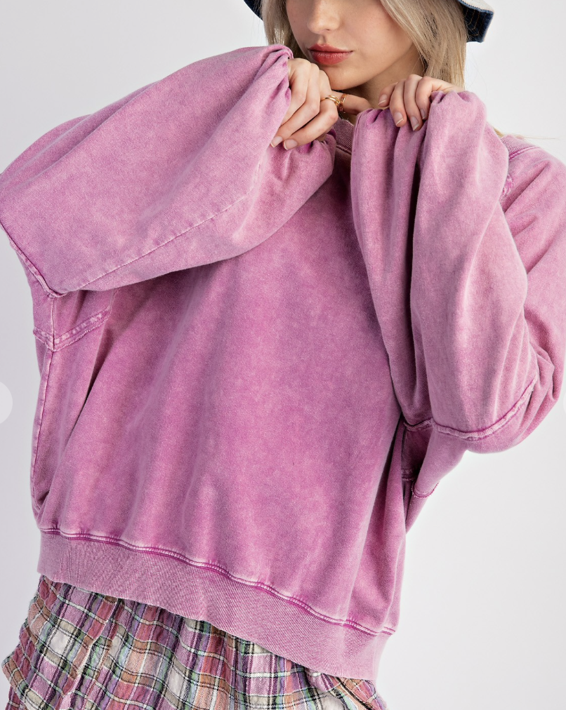 Orchid Mineral Washed Pullover