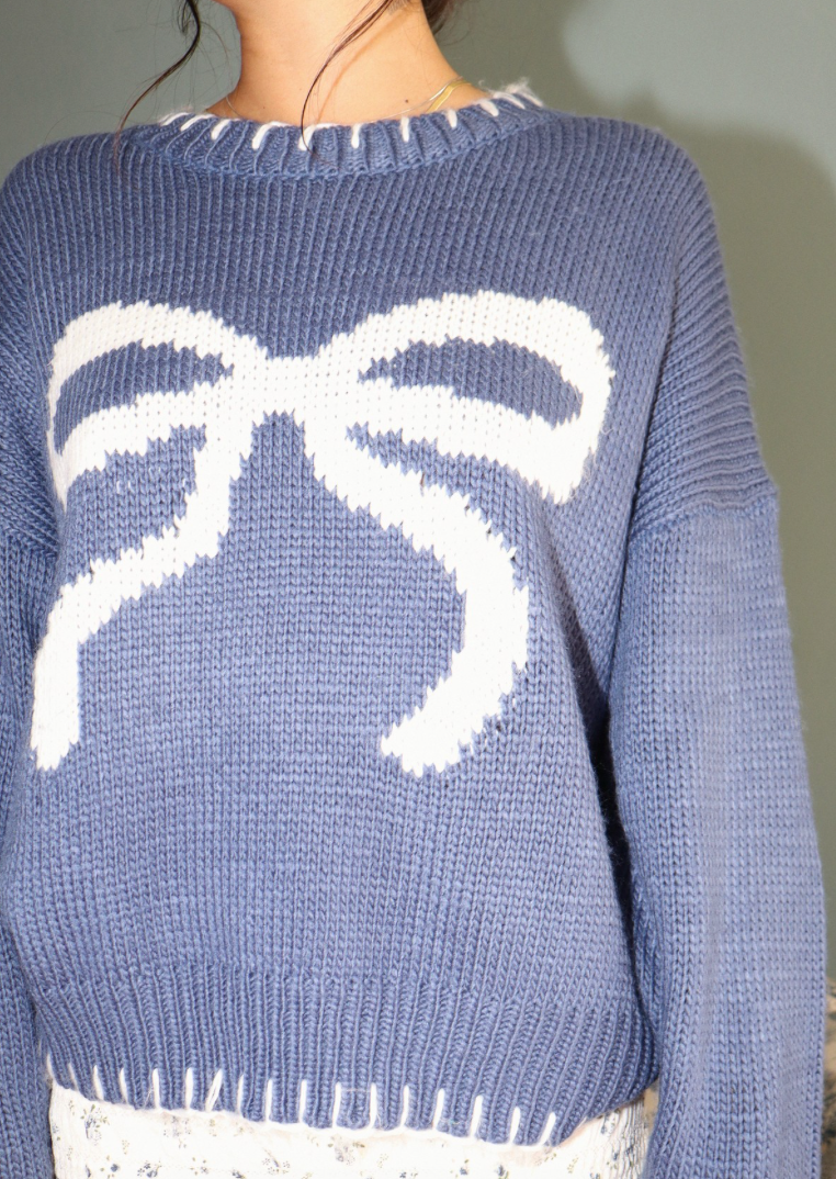 All About The Bow Sweater - Midnight Blue