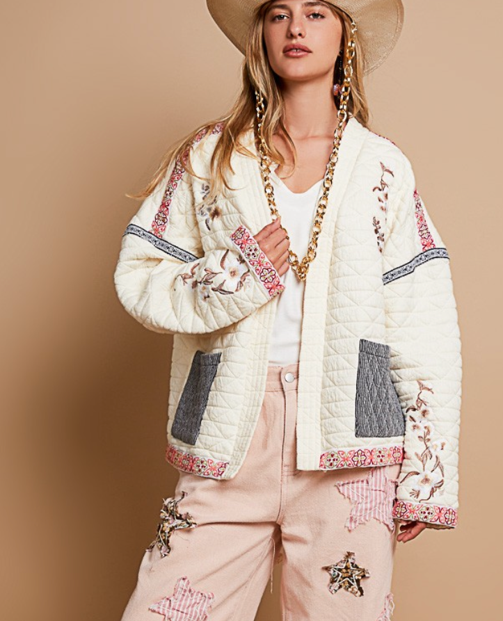 Quilted Knit Jacket - Soft Cream