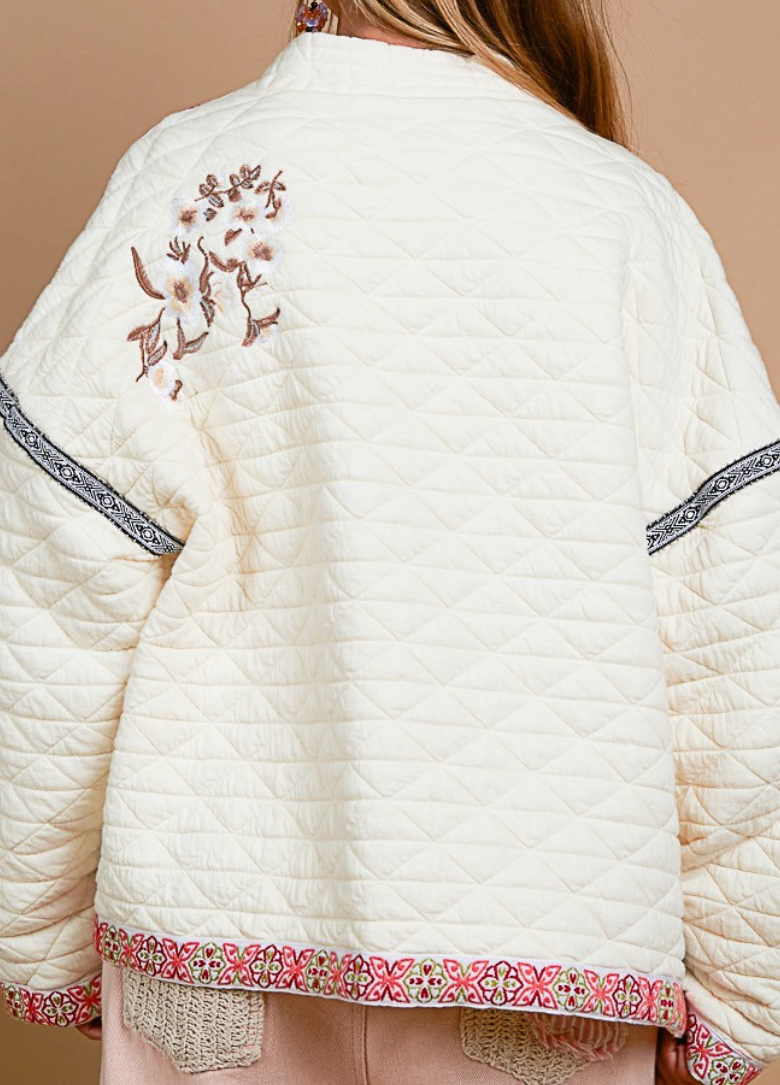 Quilted Knit Jacket - Soft Cream