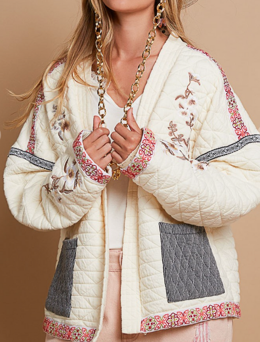 Quilted Knit Jacket - Soft Cream