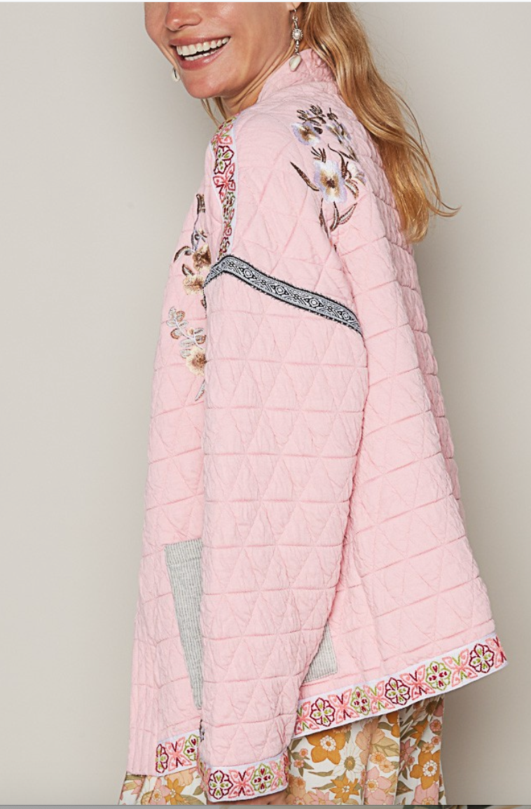 Quilted Knit Jacket - Soft Rose