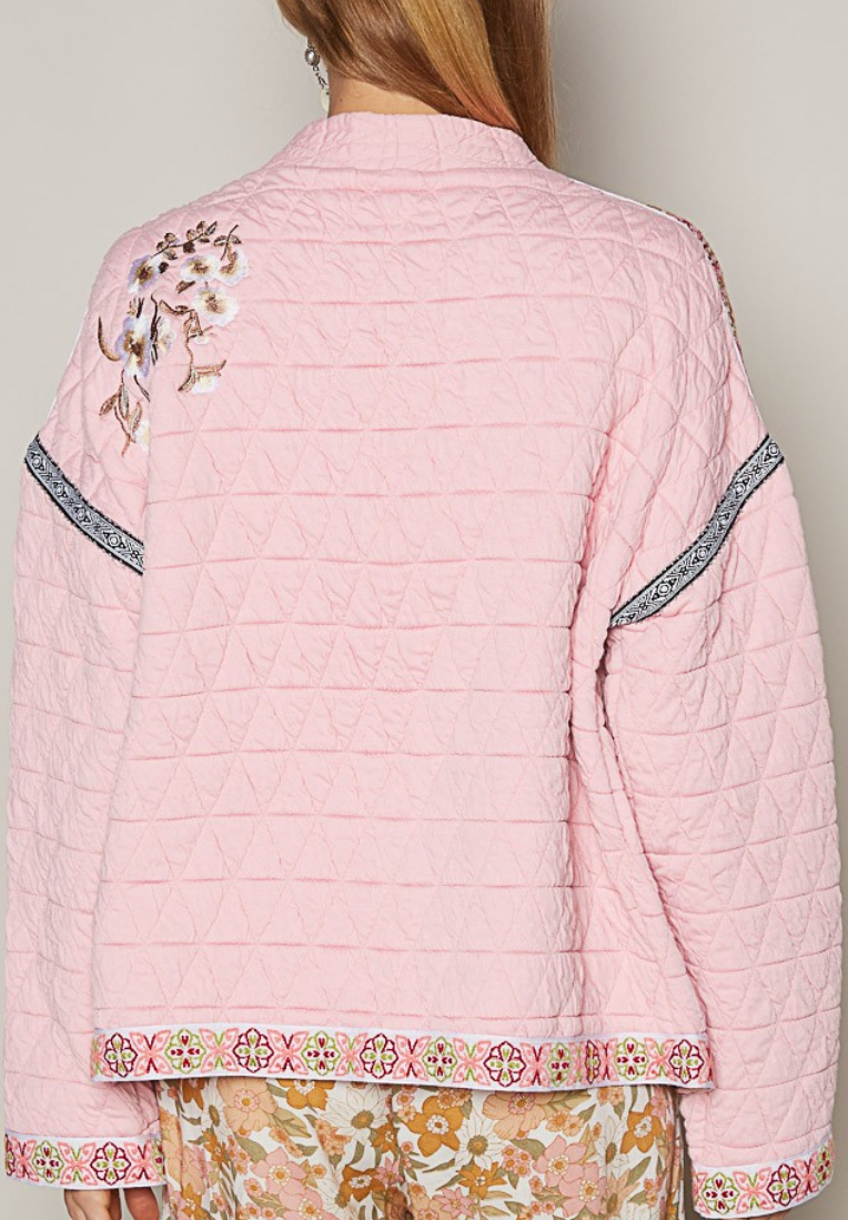 Quilted Knit Jacket - Soft Rose