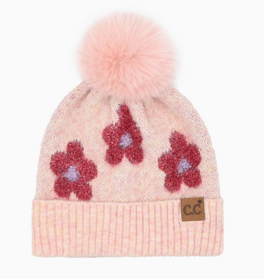 Flower Beanie - Heather Rose