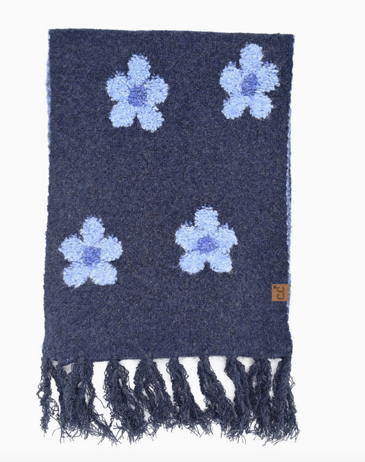 Flower Scarf - Heather Blue