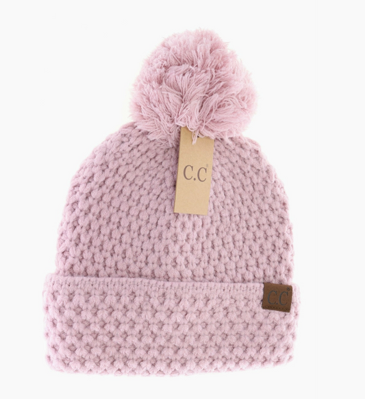 Bee Stitch Knit Beanie - Lavender Rose