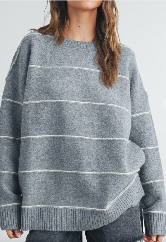 On The Horizon Oversized Sweater - Grey