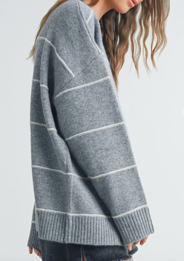 On The Horizon Oversized Sweater - Grey