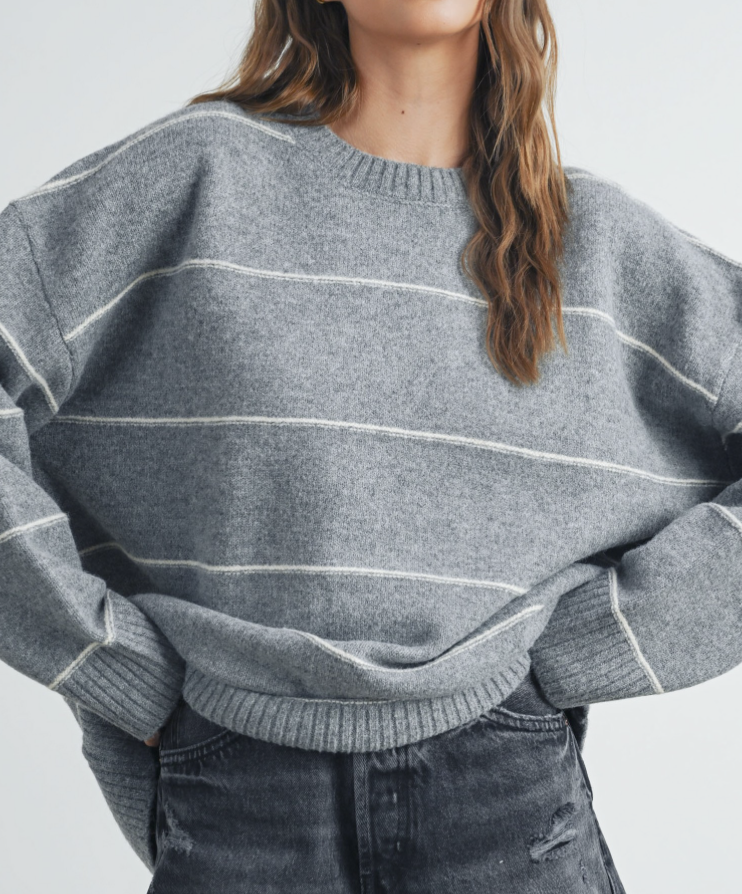 On The Horizon Oversized Sweater - Grey