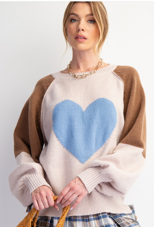 Big Blue Heart Sweater