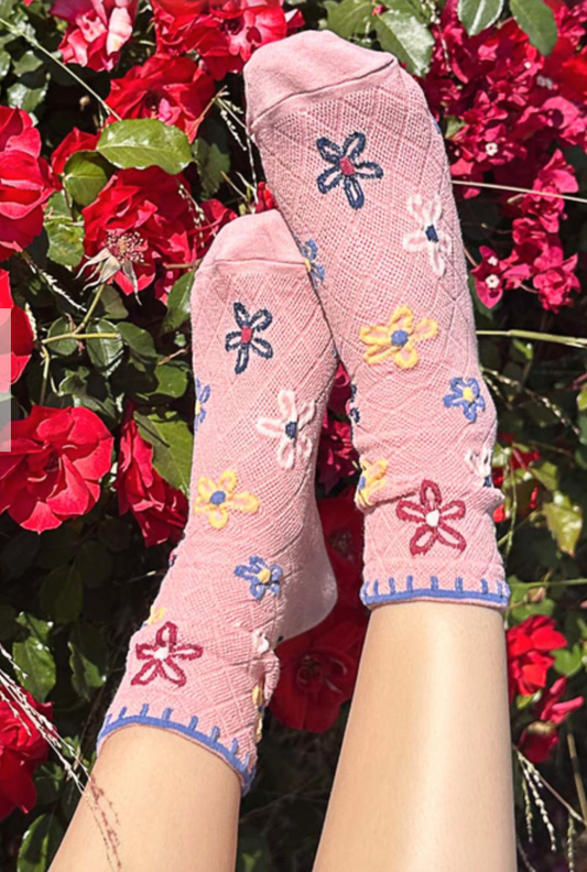 Pink Flower Socks