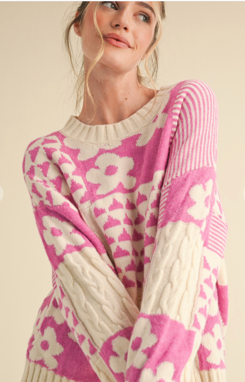 Orchid Patchwork Pullover Sweater