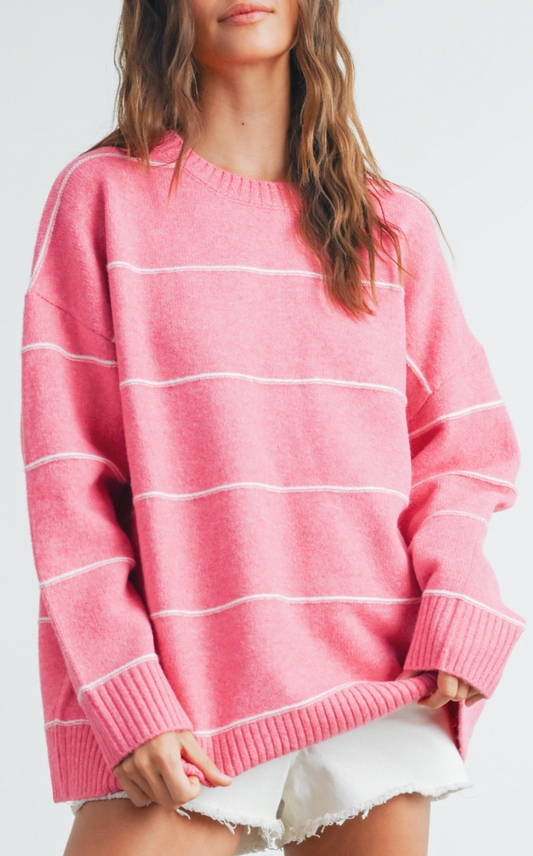 On The Horizon Oversized Sweater - Pink