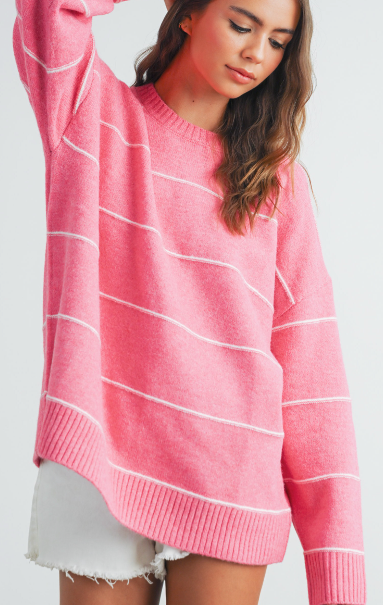 On The Horizon Oversized Sweater - Pink