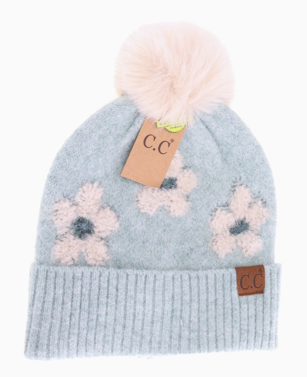 Flower Beanie - Heather Mint