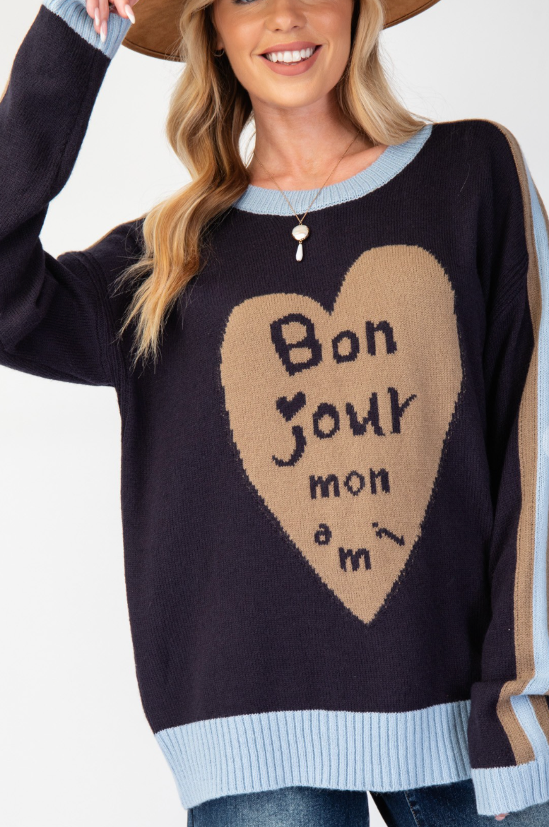 Bon Jour Sweater - Deep Navy