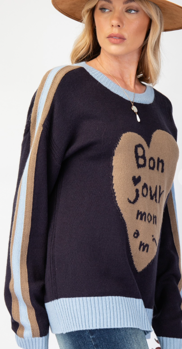 Bon Jour Sweater - Deep Navy