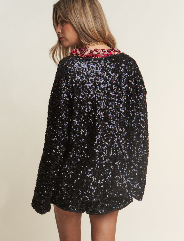 Bejeweled Sequin Jacket - Black