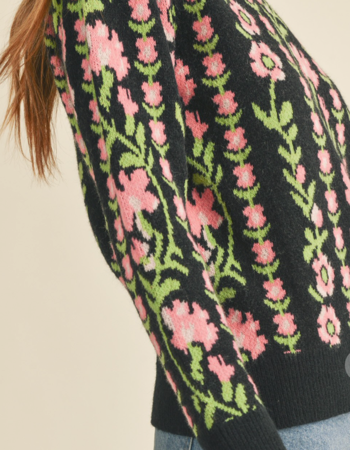 Poetic Floral Pullover Sweater