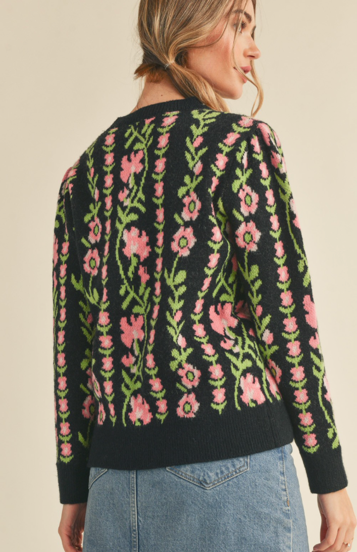 Poetic Floral Pullover Sweater