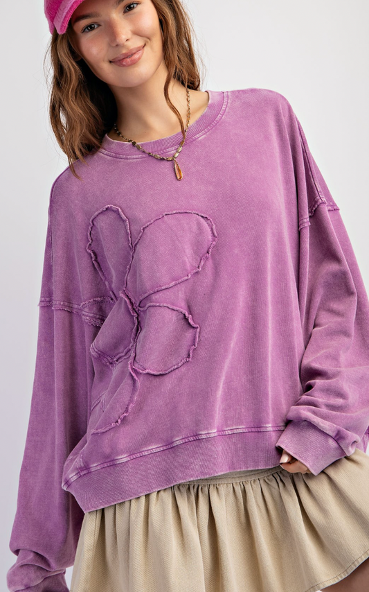 Petal Perfection Terry Knit Pullover - Sweet Orchid