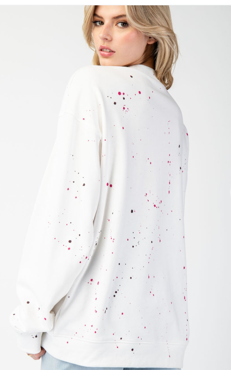 Big Bow Sweatshirt w/ Paint Splatter