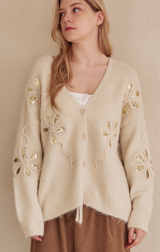 Bloom & Sparkle Sequin Cardigan