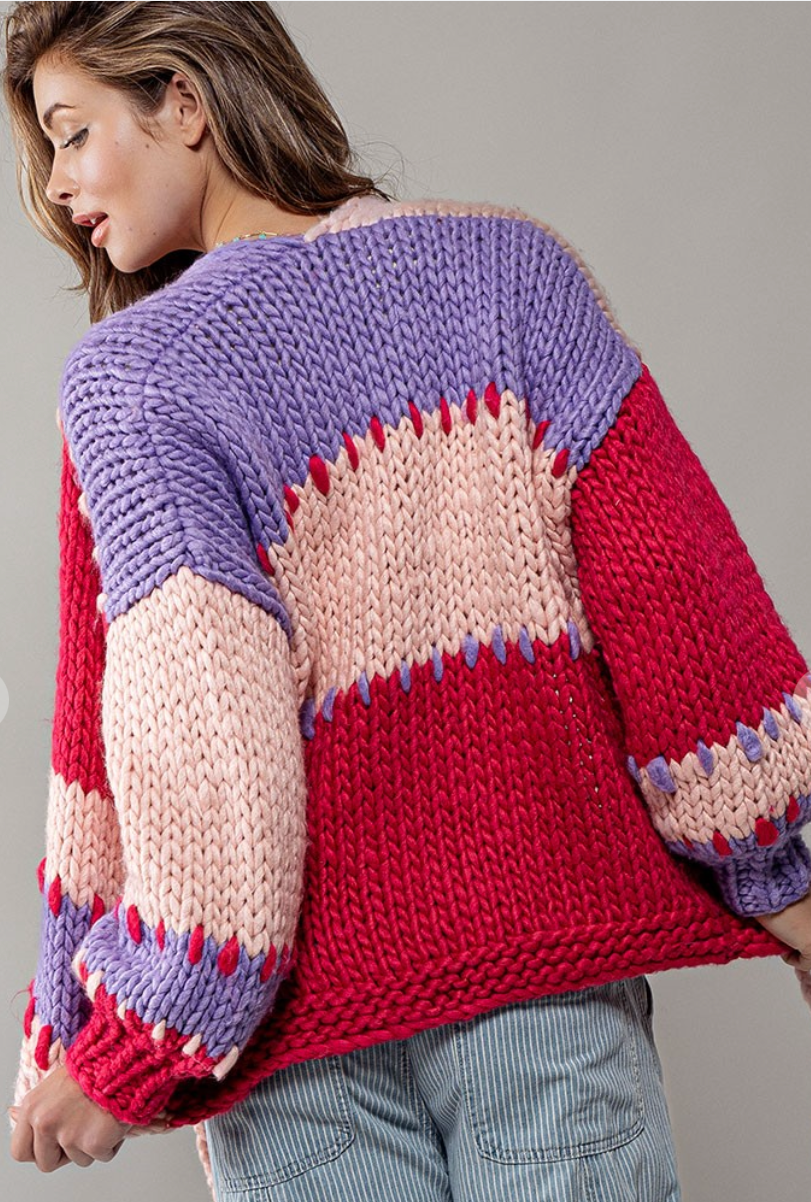 Never Letting Go Chunky Knit Cardigan - Lavender Love