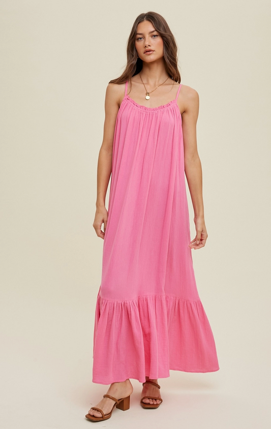 Pink Gauze Maxi Dress