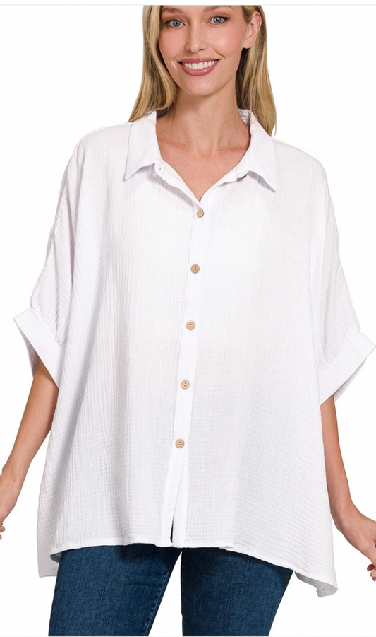 Effortless Button-up Top - White