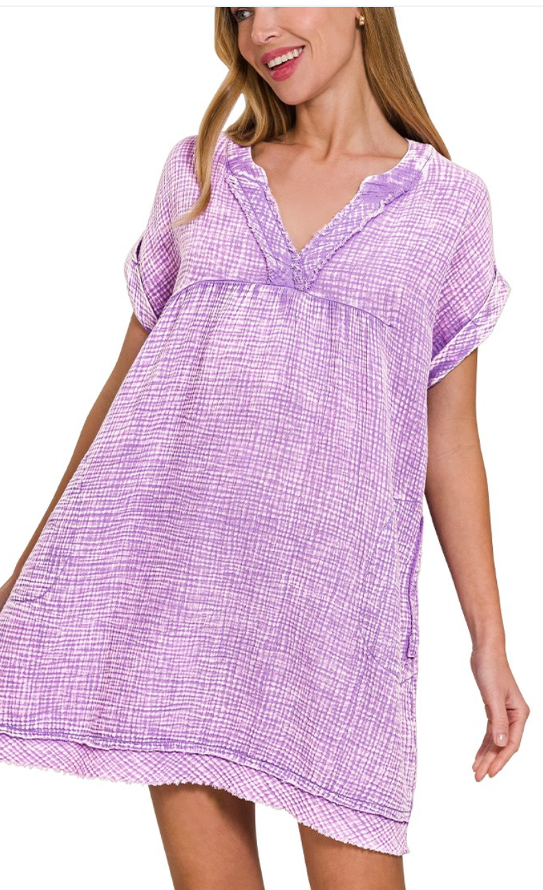 Effortless Dress - Washed Lavender Tunic Dress