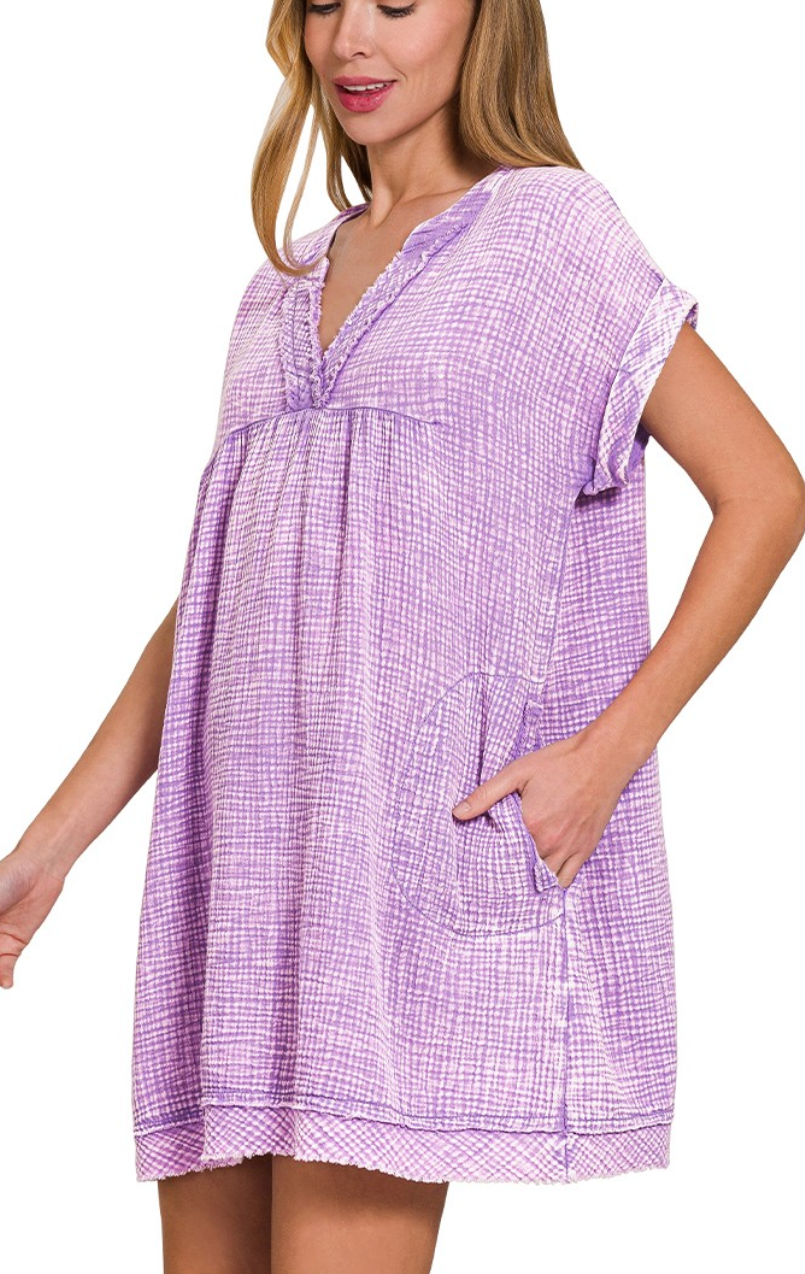 Effortless Dress - Washed Lavender Tunic Dress