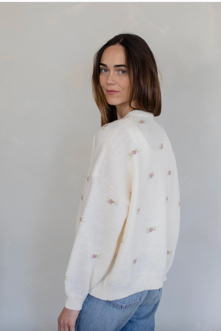 Rosebud Embroidered Cardigan - FINAL SALE