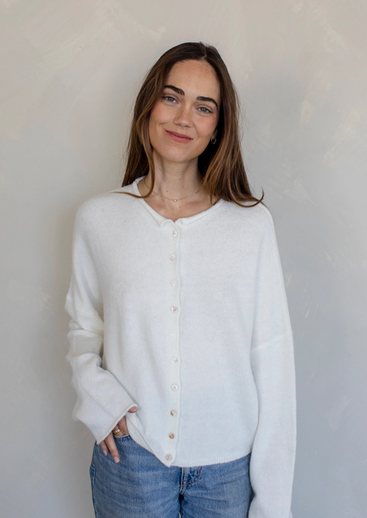 By The Shore Cardigan - Cloud White