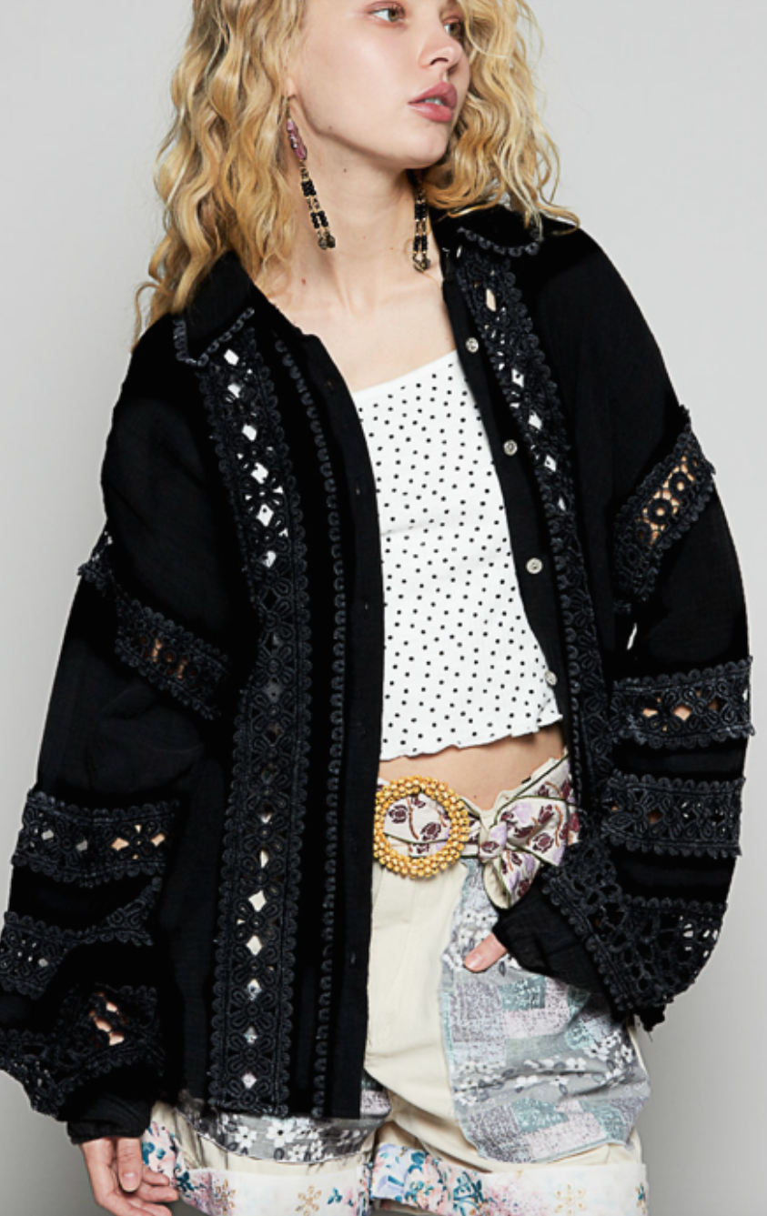Summer Romance Gauze Blouse - Washed Black