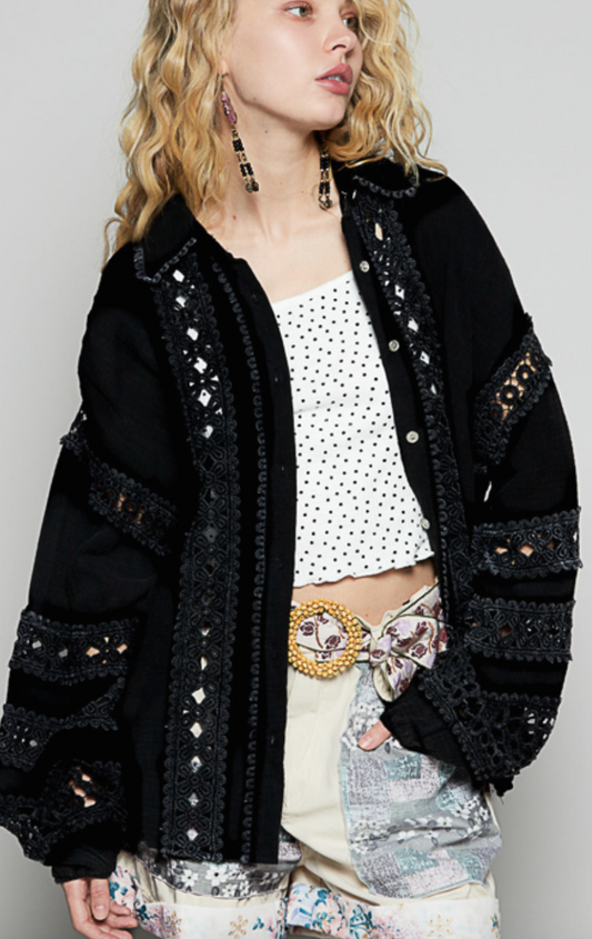 Summer Romance Gauze Blouse - Washed Black
