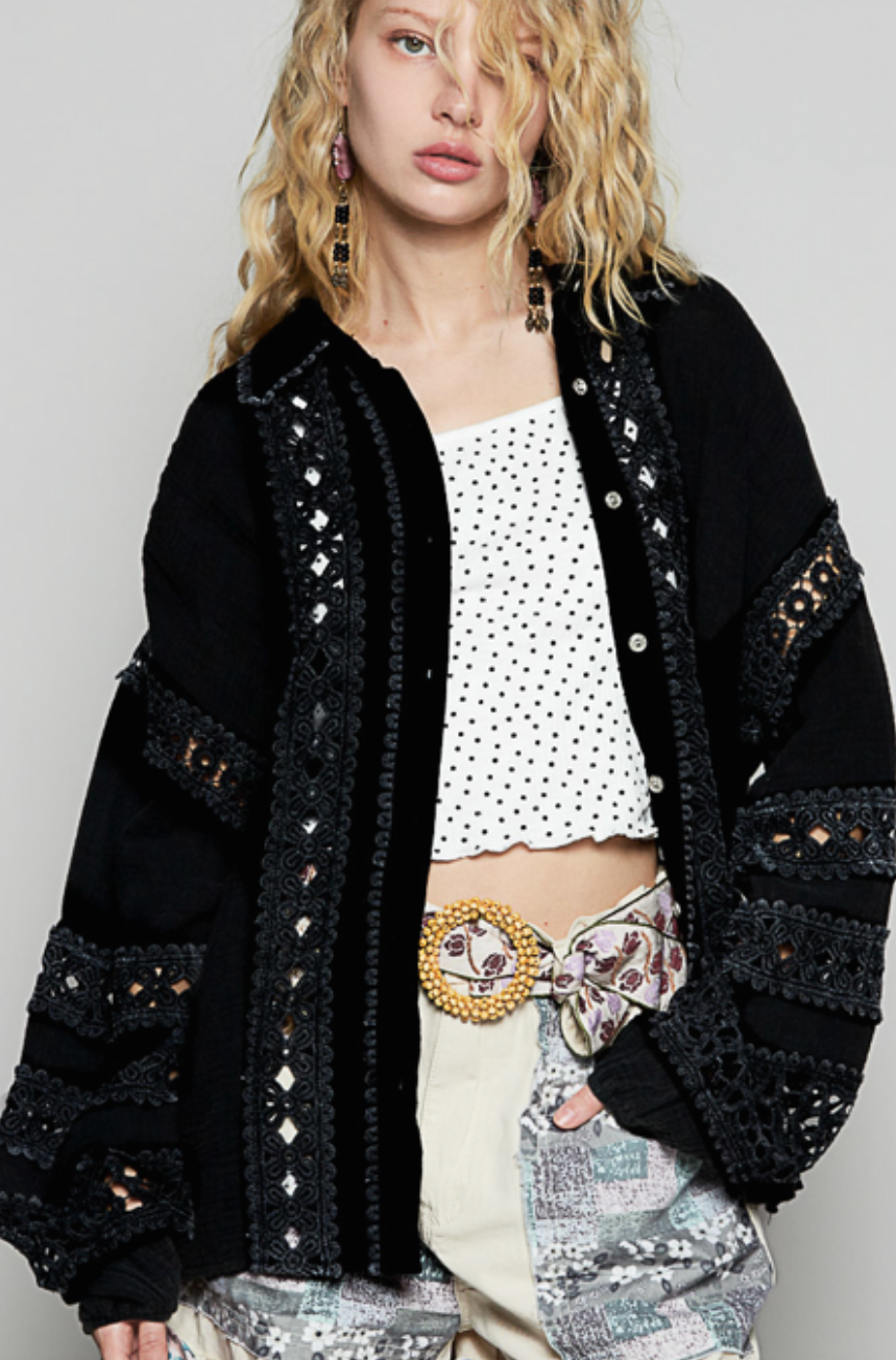 Summer Romance Gauze Blouse - Washed Black