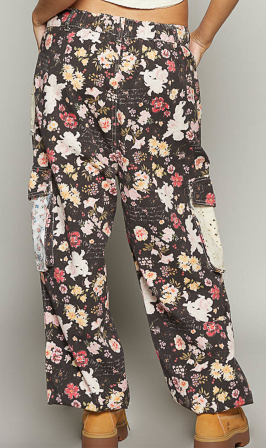 Moody Blooms Floral Cargo Pants