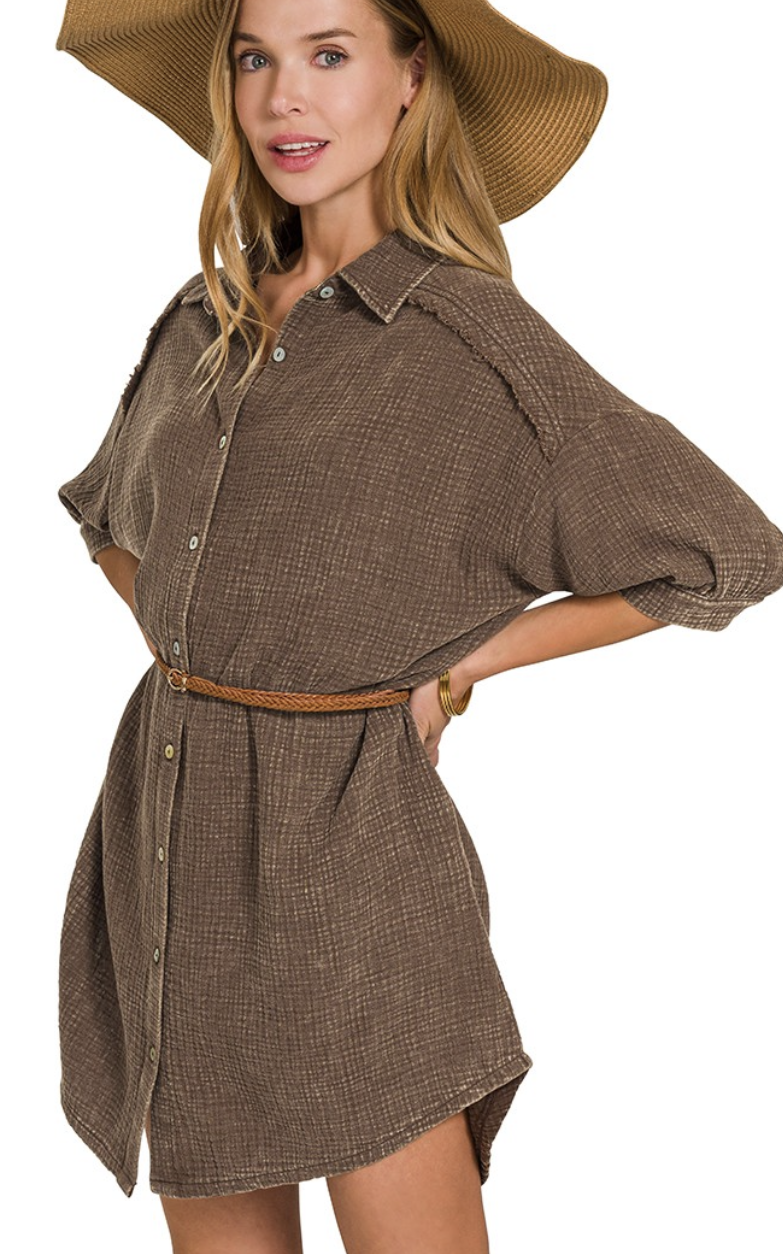 Effortless Shirt Dress - Chocolate - FINAL SALE
